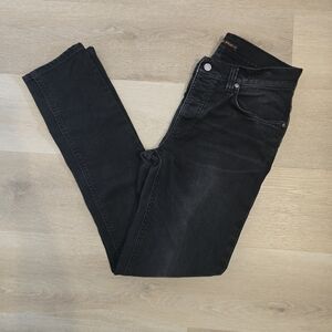 Nudie Jeans Co Grim Tim Deep Black Worn Organic Slim Jeans W33 L34 (Fits W30 L32